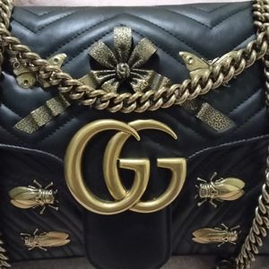 Gucci cicada butterfly studded black handbag